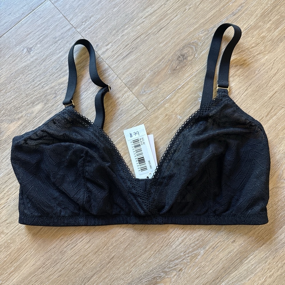 NWT Huit Black Lace Bralette 36D - Women Intimates